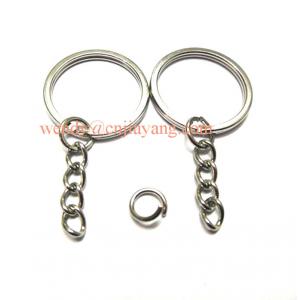 China Jiayang Silver Iron Split Key Chain Ring W/ 25mm Chain And Screw supplier