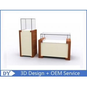 China Rectangle Square Jewelry and Exhibit Pedestal Display Case Brown + white Color supplier