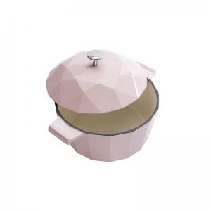 Pink 9 Inch Induction Non Stick Soup Pot 55cm Enamel Coating 4kg Dientoff Glazed