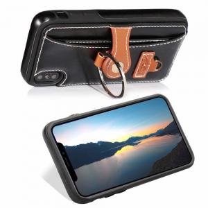 2018 Summer New Classic PU Leather Phone Case for iPhone X Case with Card Slot Ring Holder