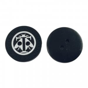 Silk Printed Plastic Resin Buttons Engraved Logo Blouses Coat Button Four Hole In 32L For Clothing