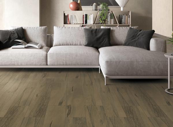 Coffee Grey Porcelain Wood Effect Tiles Good Abrasion Resistance Easy Clean