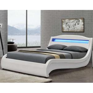 China Ergonomics Contemporary  Upholstered Bed Frame White Pu Leather With LED Light supplier