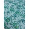 China Green Scalloped Beaded Lace Fabric By The Yard For Wedding Bridals / Gowns wholesale