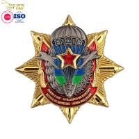 China Custom Eagle Logo Lapel Pin Badge Zinc Alloy Embossed Metal 3D Enamel Star Shape on sale