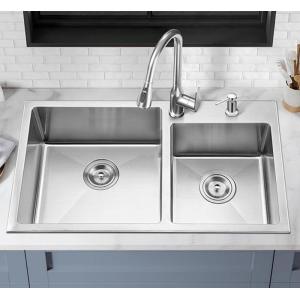 Modern Stainless Steel Kitchen Sink Double Bowl 18 Gauge For Laundry Room OEM
