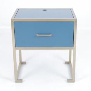 Custom Made Luxury 5-Star Hotel Night Stand Bedside Table With Brass Stainless Steel Frame