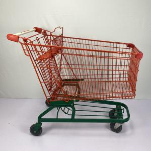 China 210L German Type Warehouse Shopping Trolley Cart Red And Green With 5 Inch PU Wheels supplier
