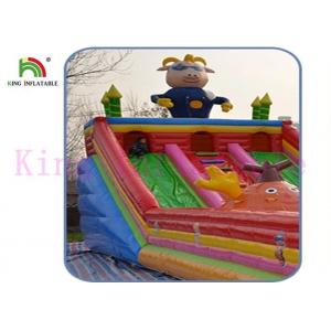 Blow Up Gbond Dry Slide / Commercial Inflatable Slide With Bouncer Play Paradise For Kids