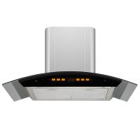 China Stainless Steel Glass Arc Chimney Hood Kitchen Range Hood with Low Noise Function 220V on sale