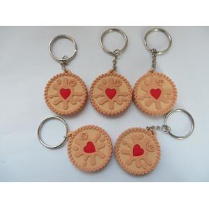 Promotional Cute Chocolate Cookies Silicone Rubber PVC Keychains With Metal Ring , Best Christmas Gift