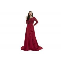 China Women Clothes O Neck China Red Long Sleeve Evening Gowns / Applique Maxi Dress on sale