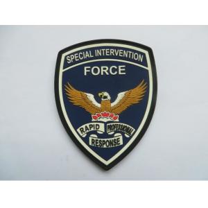 High Quality 2D Embossed Logo Soft PVC Patches With Eagle Logo Special Intervention Force For Uniform Decoration