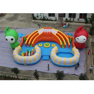 0.55mm Outdoor giant Inflatable double lane Slide With obstacle course