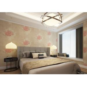 Waterproof Apricot Rustic Style House Decoration Wallpaper with Floral Pattern