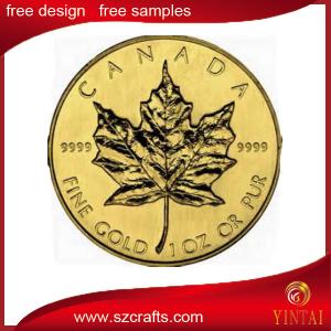 China factory price gold canadian maple leafs coin for souvenir