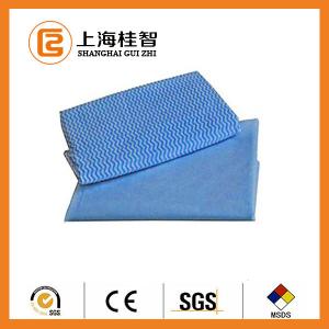 China Blue Wave Printed Foam Bonding Viscose Rayon Nonwoven Wiping Cloth for Home / Hotel supplier