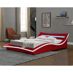 Italian Design Gas Lift Storage Bed Curve Shape Faux Leather PU With LED