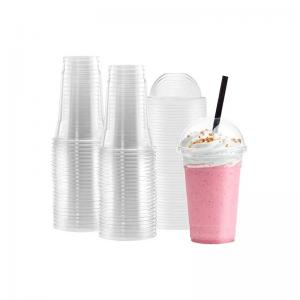 Custom PET PLA Plastic Cups With Lids Bubble Tea Beverage Espresso Disposable Eco Friendly