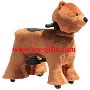 Drivable mechanical ride on horse for kids playing games plush on wheels