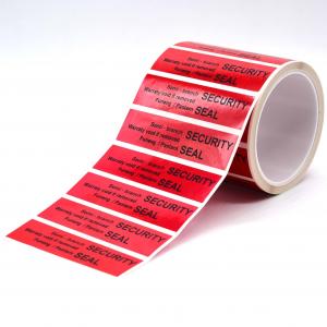 55um 1mil Tamper Proof Seal Security Sticker Glossy Red Semi Transfer High Residue Tamper Evident Label