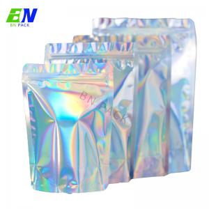 China Rainbow Plastic Holographic Mylar Bag PP OPP Resealable Foil Pouch supplier
