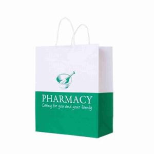 Eco Friendly Pharmacy Paper Bag SOS Carrier Bags OEM