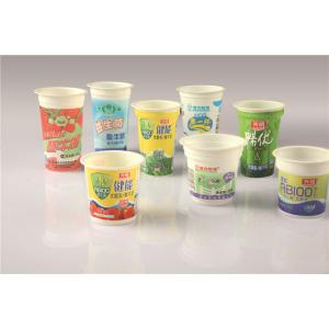 China Disposable Custom Plastic / PP / PS Yogurt Cups With Printed Shrink Label supplier