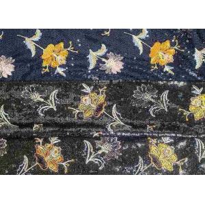 Embroidery Sequin Lace Fabric with 3D Elegant Multi Colored Flowers Pattern