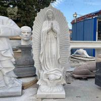 China Virgin Mary Statues Marble Sculpture Virgin Of Guadalupe Statue Life Size Religious Catholic Handcarved White on sale