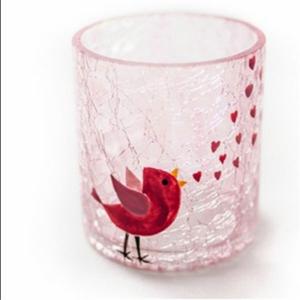 birds pasted candle holder cracked candle holder