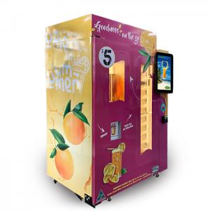 China Wifi Coins Bank Notes Payment Orange Juice Vending Machine With Big Glass Window supplier