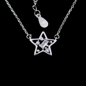 European Style Star Shape Jewelry / AAA Zircon 925 Silver Necklace For Lady