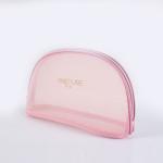 Custom Transparent Nylon Mesh Pink Makeup Bag  21*13*3 Cm Embroidery Letters