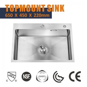 China NANO 33x19 Single Bowl Drop In Kitchen Sink  , Cabinet High End Stainless Steel Sinks 18 Gauge supplier