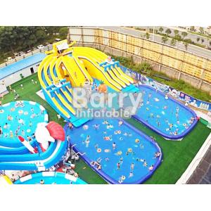 China Spongebob Cartoon Inflatable Water Park Big Capacity With 2 Pools / 3 Lane Slide supplier