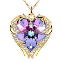 China 18 Inch 8.2 Austrian crystal Necklace Big Heart Necklace Crystal Rose Gold Colorful Crystal Womens Necklaces Gold on sale