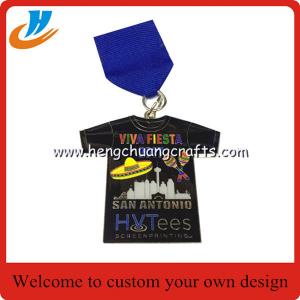 China Football metal medals custom,T-shirt shape soft enamel medal with epoxy supplier