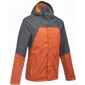 China Breathable Mens Waterproof Coat , Quick Dry Brick Black Hiking Rain Jacket supplier