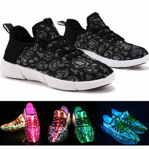 China Woven Upper Shining Fiber Optic LED Shoes Remote Control Led Sneakers For Adults supplier