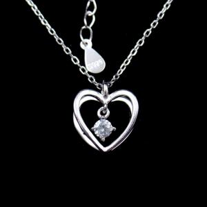 China 3D Heart Shape Cross Necklace Chain And Hanging Zircon Shining Stone Sterling Silver supplier