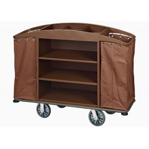 China Brown Hotel Room Service Trolleys with 6 Inches PPR Casters Heavy Duty Linen Bags supplier