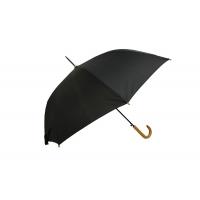 China Black J Stick Wooden Handle Umbrella Polyester Fabric Lightweight Anti Uv on sale