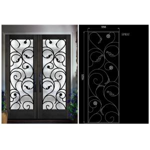 China Natural Lighting Elegant Inlaid Door Wrought Iron Glass For Building Hand Forged Dignified wholesale