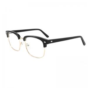 Square Men'S Acetate Metal Glasses Designer Non Prescription Clear Lens