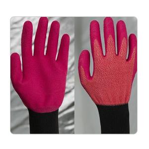 Warehousing Rose Red Polyester Knitting With Colorful Latex Gloves