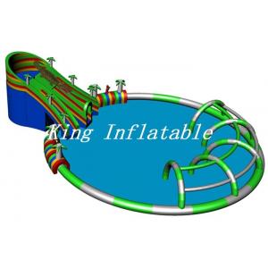 China Outdoor Giant Inflatable Water Park 30m Diameter Constant Blower With Crocodile Slide supplier