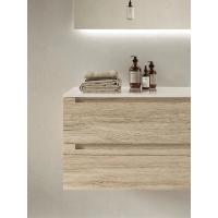 China Modern Wood Grain Bathroom Vanity Double Sink Bathroom Cabinet Customized on sale