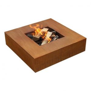 China Outdoor Heating Square Corten Steel Wood Burning Fire Pit Table supplier