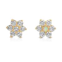 China Clear Gems ear cartilage earrings Gold Flower Ear Piercing Jewelery 18G on sale